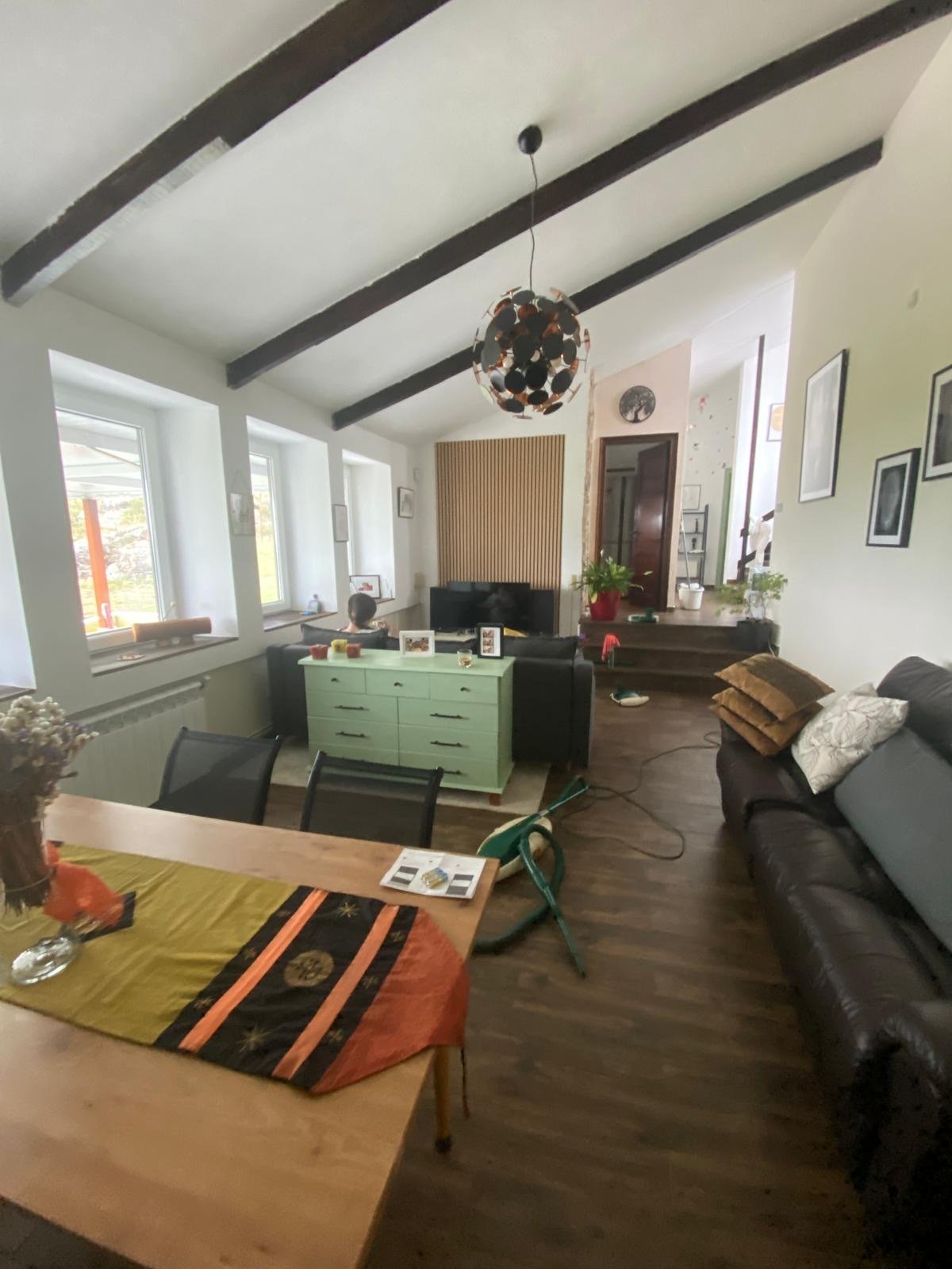 Living room with fireplace